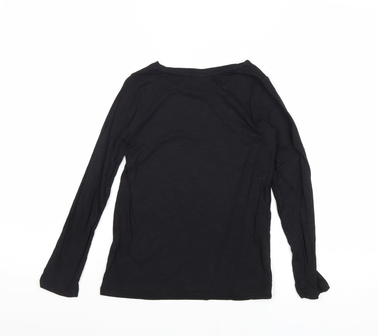 NEXT Girls Black Cotton Basic T-Shirt Size 7 Years Round Neck Pullover - Heart Print