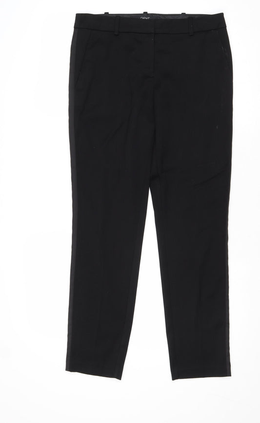 NEXT Womens Black Polyester Chino Trousers Size 8 Regular Zip