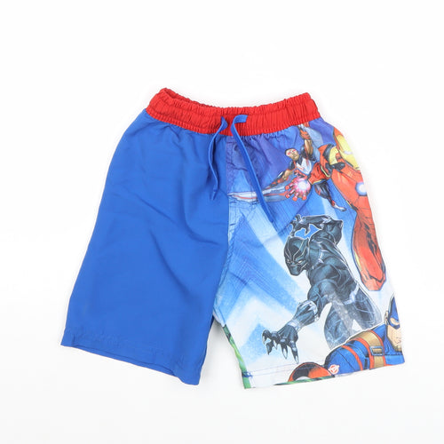 Marvel Boys Multicoloured Geometric Polyester Bermuda Shorts Size 6-7 Years Regular Drawstring - Avengers