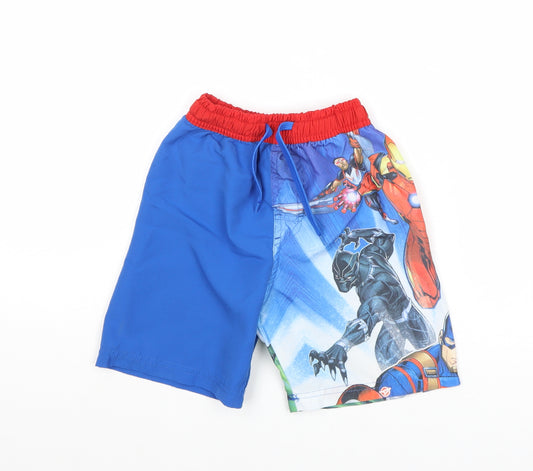 Marvel Boys Multicoloured Geometric Polyester Bermuda Shorts Size 6-7 Years Regular Drawstring - Avengers