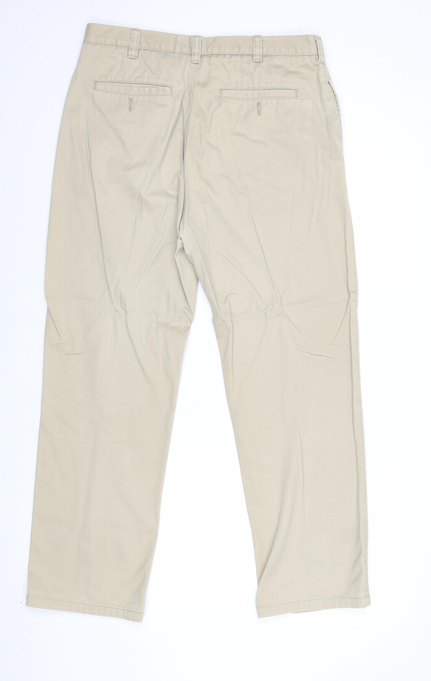 Armando Mens Beige Cotton Trousers Size 34 in Regular Zip