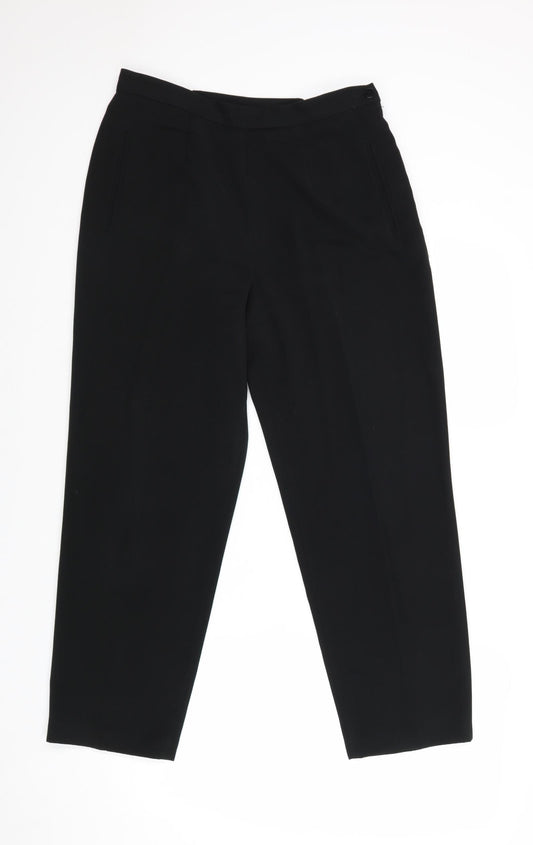 Marks and Spencer Womens Black Polyester Carrot Trousers Size 14 Regular Zip