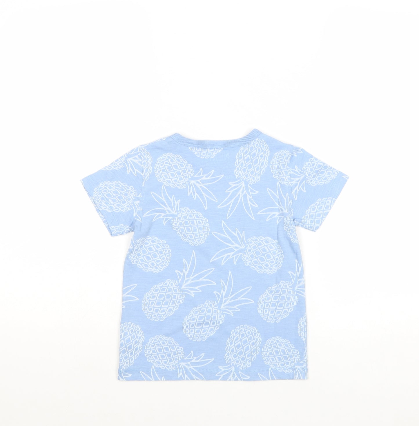 NEXT Boys Blue Geometric Cotton Pullover T-Shirt Size 3-4 Years Round Neck Pullover - Pineapple Print