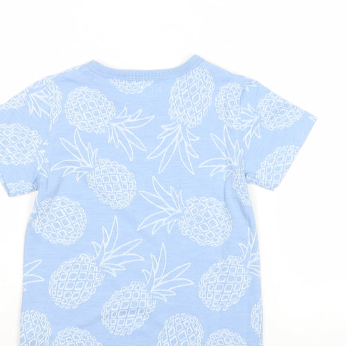 NEXT Boys Blue Geometric Cotton Pullover T-Shirt Size 3-4 Years Round Neck Pullover - Pineapple Print