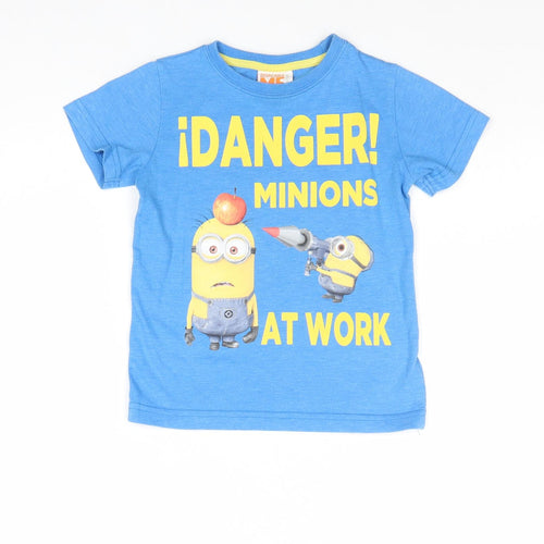 NEXT Boys Blue Cotton Pullover T-Shirt Size 3 Years Crew Neck Pullover - Minions