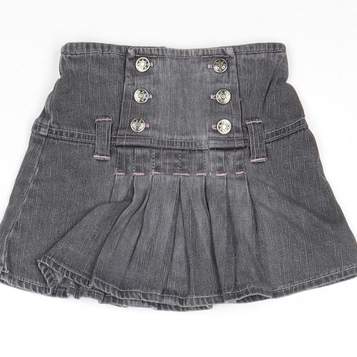 Girl 2 Girl Girls Grey Cotton Pleated Skirt Size 2-3 Years Regular Button