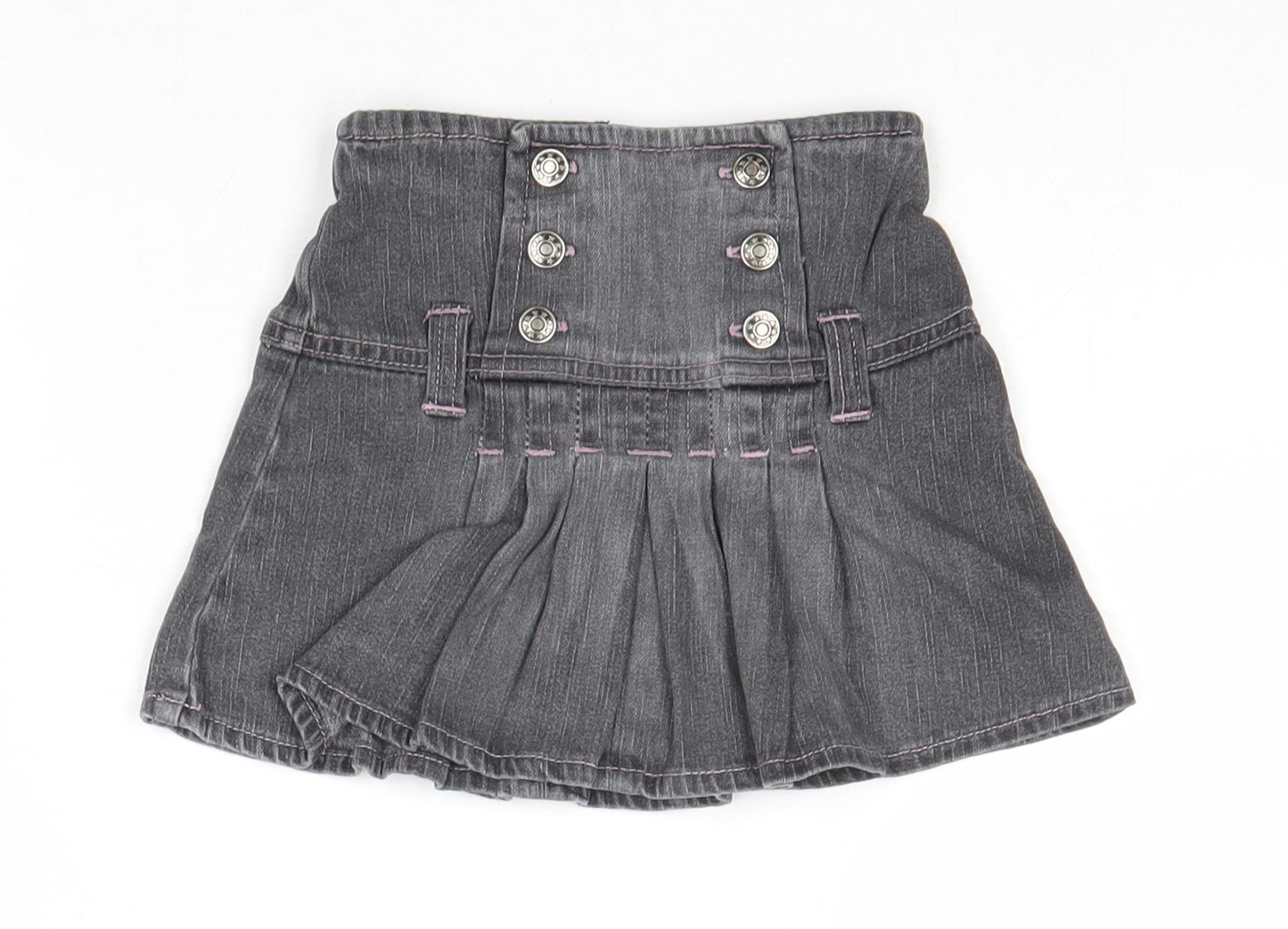 Girl 2 Girl Girls Grey Cotton Pleated Skirt Size 2-3 Years Regular Button