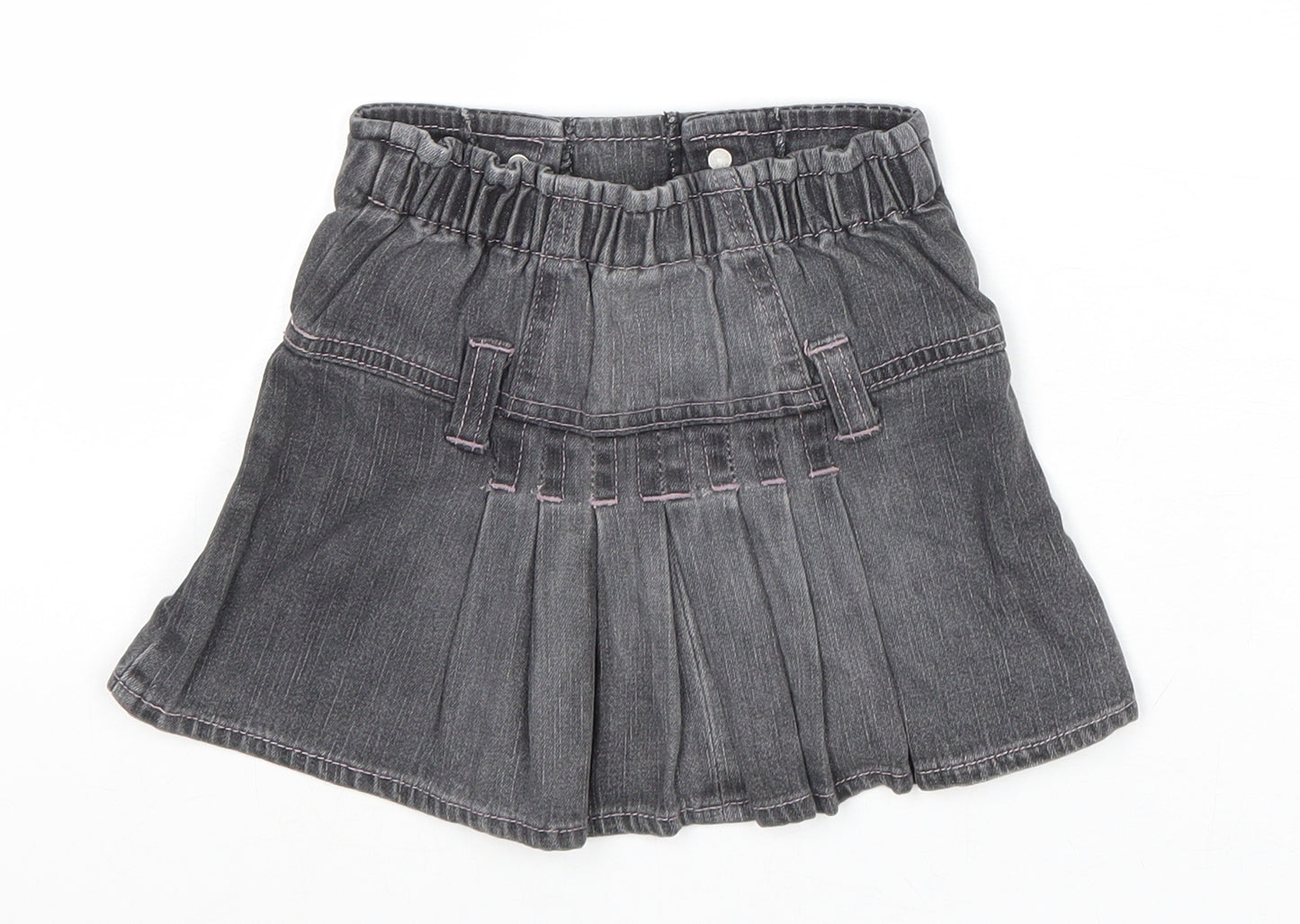 Girl 2 Girl Girls Grey Cotton Pleated Skirt Size 2-3 Years Regular Button
