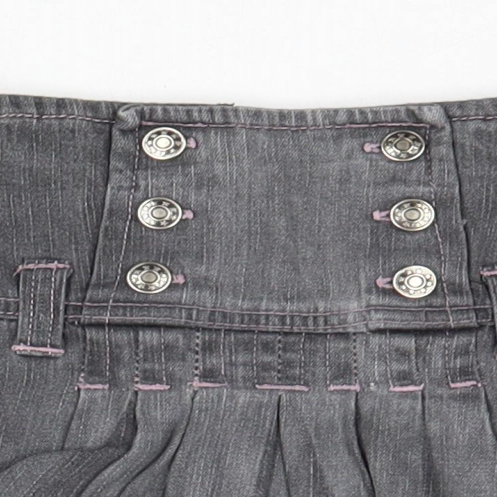 Girl 2 Girl Girls Grey Cotton Pleated Skirt Size 2-3 Years Regular Button