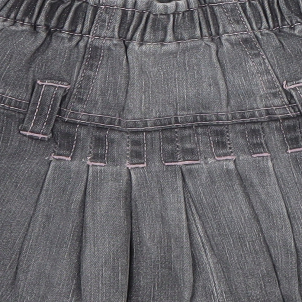 Girl 2 Girl Girls Grey Cotton Pleated Skirt Size 2-3 Years Regular Button