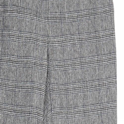 Marks and Spencer Womens Grey Plaid Polyester Carrot Trousers Size 8 Regular Zip