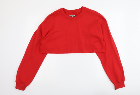 PRETTYLITTLETHING Womens Red Cotton Pullover Sweatshirt Size S Pullover