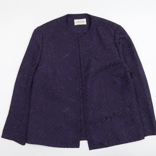 Eastex Womens Purple Geometric Polyester Jacket Blazer Size 12