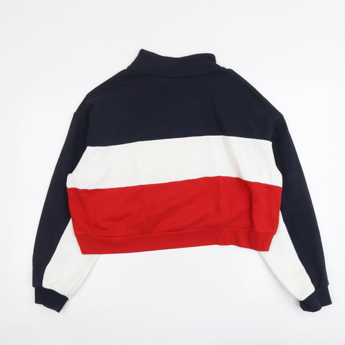 H&M Womens Multicoloured Colourblock Cotton Pullover Sweatshirt Size L Zip - Snatched