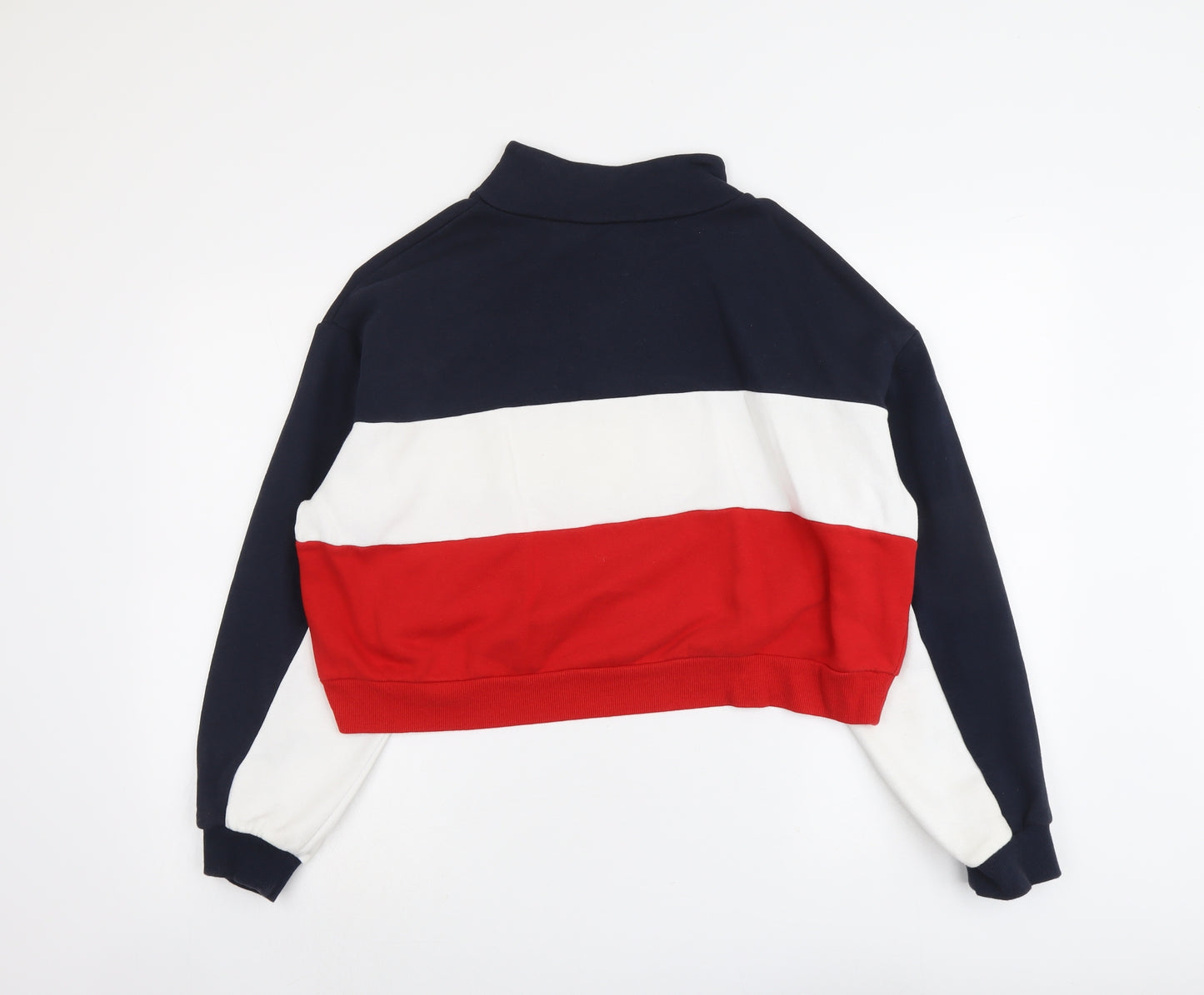H&M Womens Multicoloured Colourblock Cotton Pullover Sweatshirt Size L Zip - Snatched