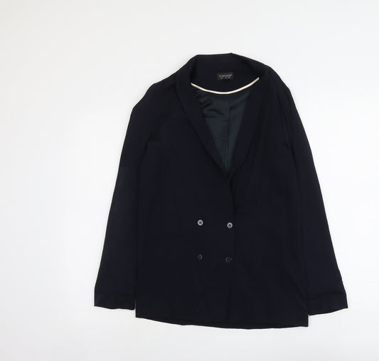 Topshop Womens Blue Viscose Jacket Suit Jacket Size 6