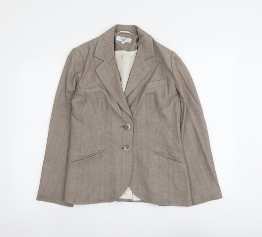NEXT Womens Beige Striped Polyacrylate Fibre Jacket Suit Jacket Size 12