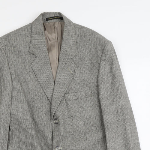 James Barry Mens Grey Geometric Wool Jacket Suit Jacket Size M Regular