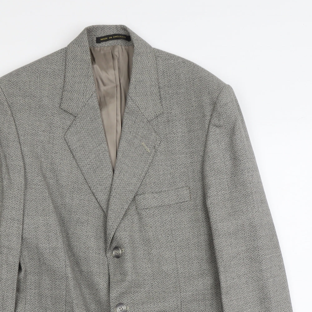 James Barry Mens Grey Geometric Wool Jacket Suit Jacket Size M Regular