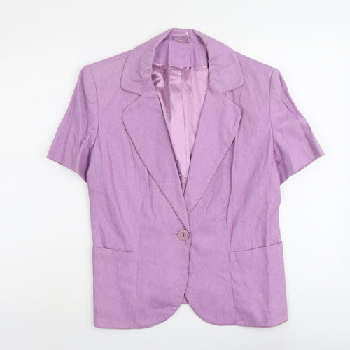 Anna Rose Womens Purple Linen Jacket Blazer Size 12