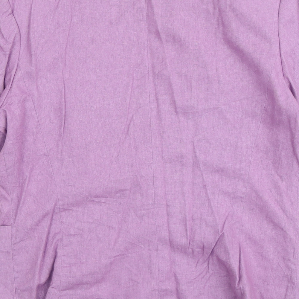 Anna Rose Womens Purple Linen Jacket Blazer Size 12