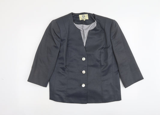 Viyella Womens Grey Polyester Jacket Blazer Size 14