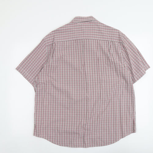 Marks and Spencer Mens Red Plaid Cotton Button-Up Size XL Collared Button