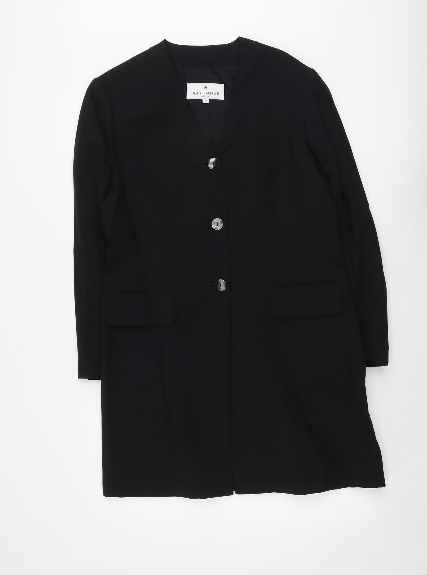 Jeff Banks Womens Beige Overcoat Coat Size 12 Button