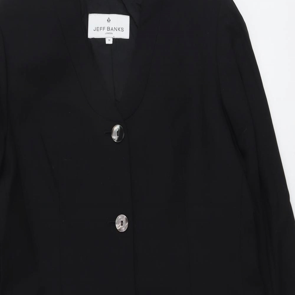 Jeff Banks Womens Beige Overcoat Coat Size 12 Button