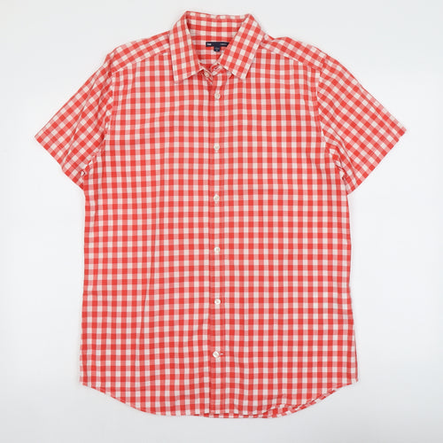 Gap Mens Red Check Cotton Button-Up Size M Collared Button