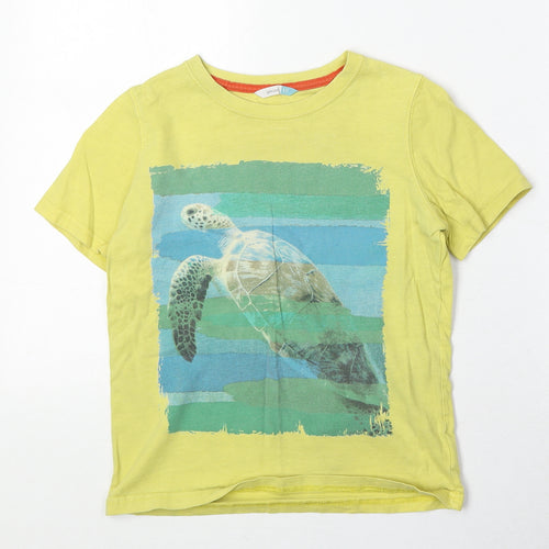 John Lewis Boys Yellow 100% Cotton Pullover T-Shirt Size 10 Years Round Neck Pullover - Tortoise