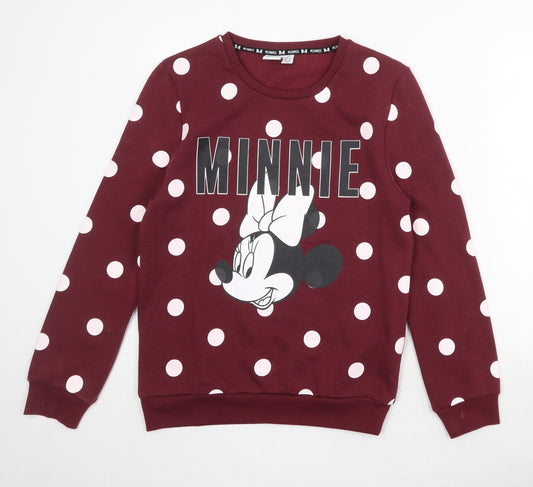 Disney Womens Red Polka Dot Polyester Pullover Sweatshirt Size 6 Pullover - Minnie Mouse Size 6-8