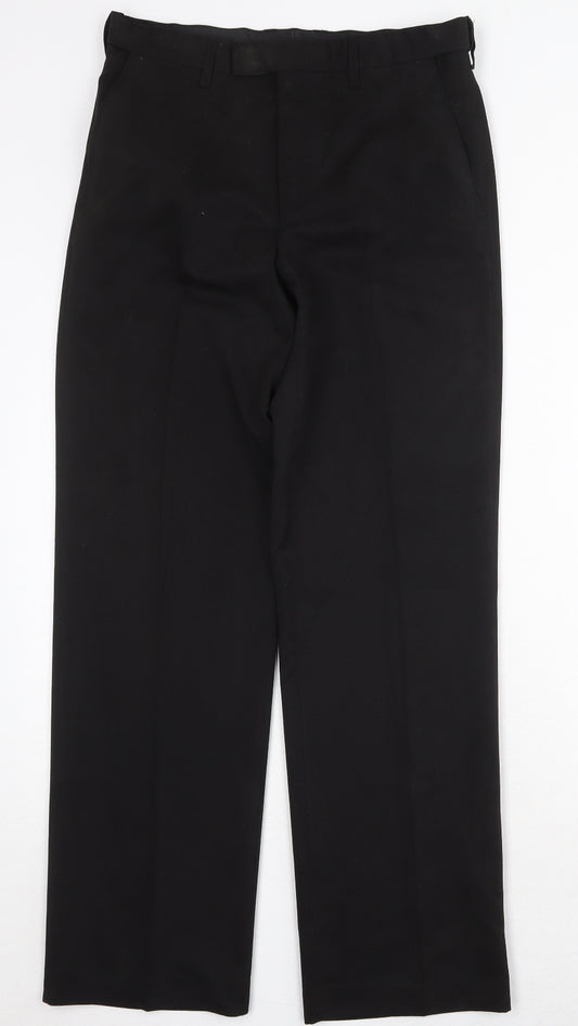 Jack Reid Mens Black Polyester Trousers Size 30 in Regular Zip
