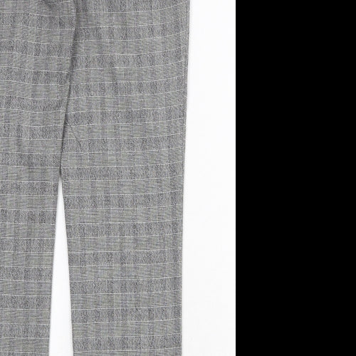H&M Womens Grey Plaid Polyester Chino Trousers Size 14 Regular Zip