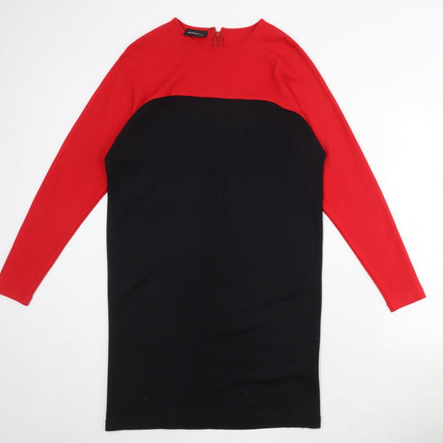 Liz Claiborne Womens Black Colourblock Acrylic Jumper Dress Size S Boat Neck Zip
