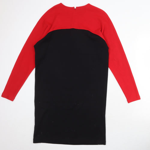 Liz Claiborne Womens Black Colourblock Acrylic Jumper Dress Size S Boat Neck Zip