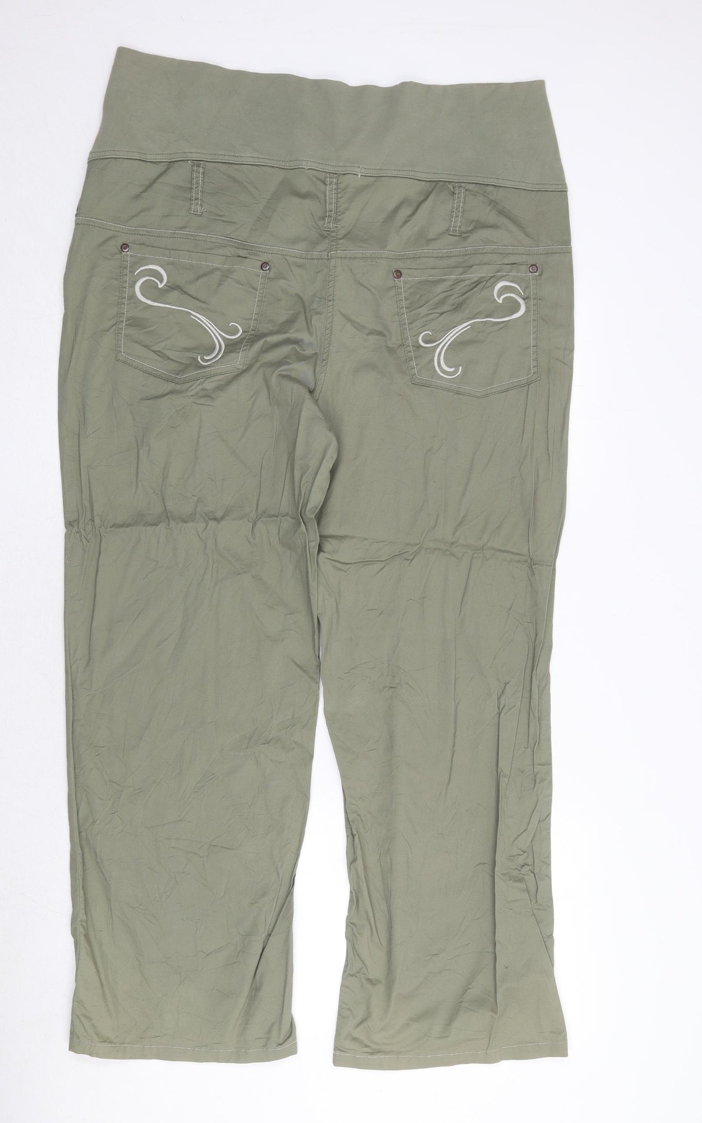 TCM Womens Green Cotton Trousers Size 14 Regular