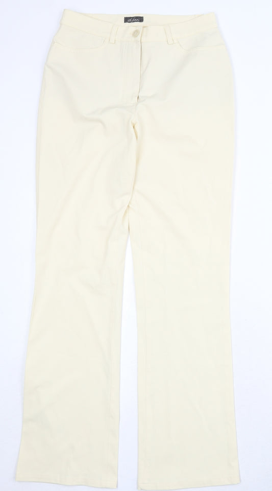 D.Bam Womens Beige Polyester Trousers Size 12 Regular Zip