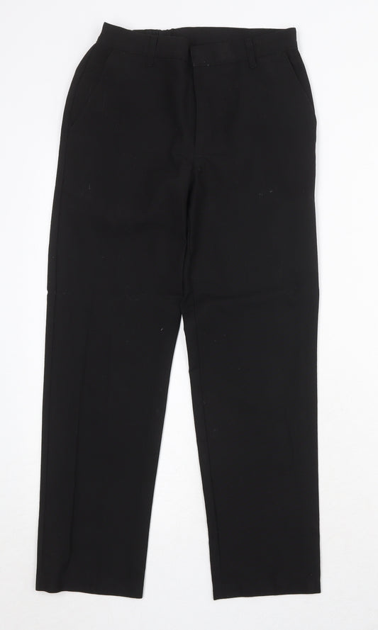 Marks and Spencer Boys Black Polyester Dress Pants Trousers Size 10-11 Years Regular Zip