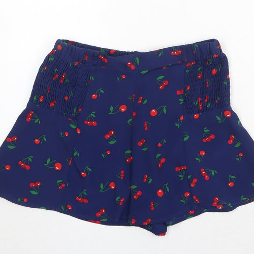 Neon Rose Womens Blue Geometric Polyester Basic Shorts Size XS Regular Pull On - Cherries Print