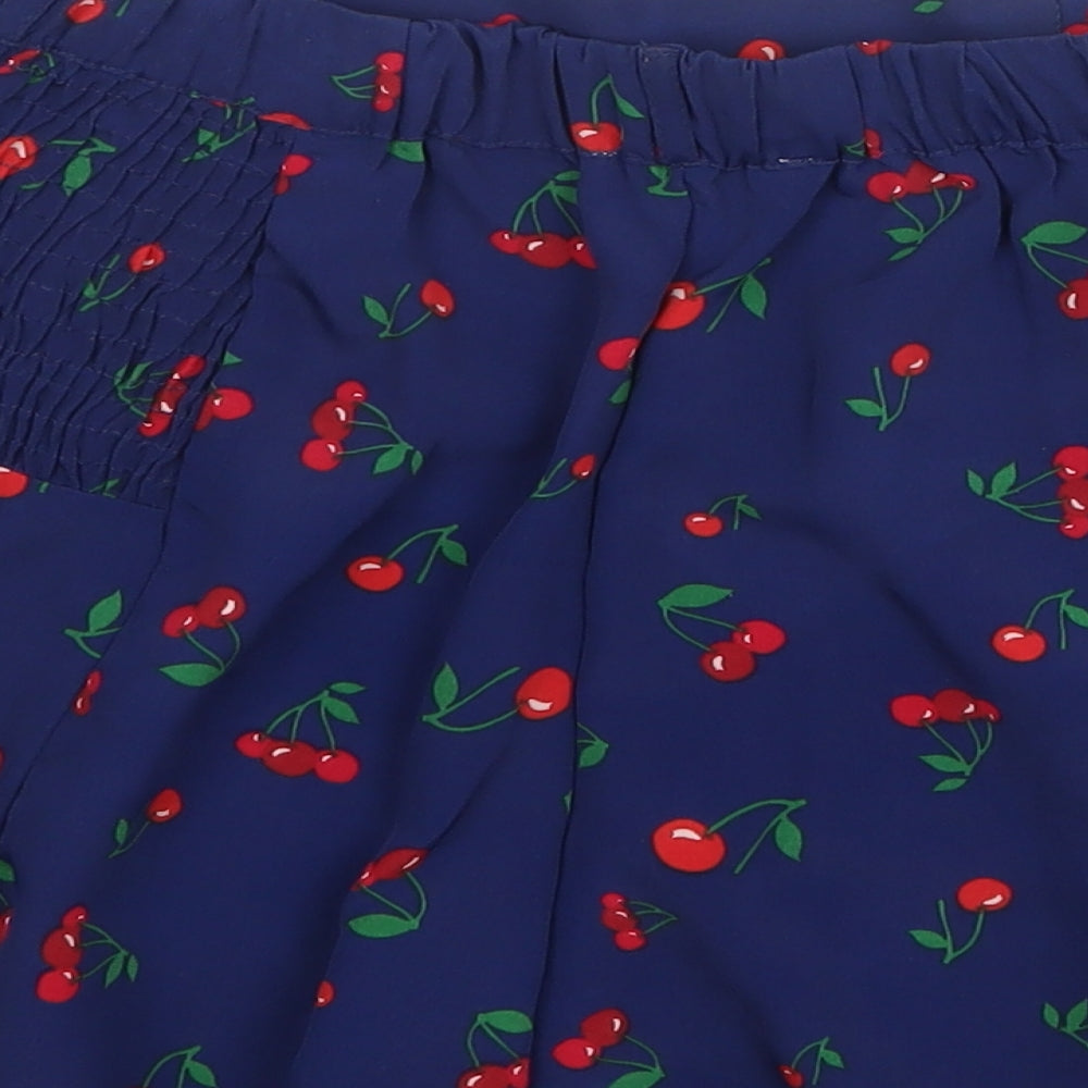 Neon Rose Womens Blue Geometric Polyester Basic Shorts Size XS Regular Pull On - Cherries Print