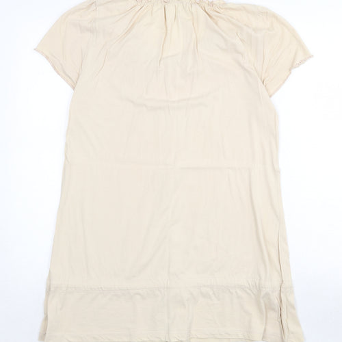 Evans Womens Beige 100% Cotton Basic Blouse Size 14 Round Neck