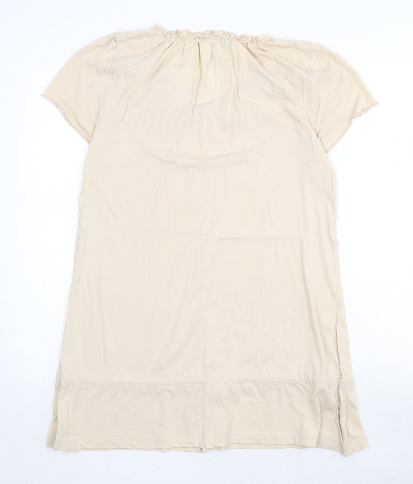 Evans Womens Beige 100% Cotton Basic Blouse Size 14 Round Neck