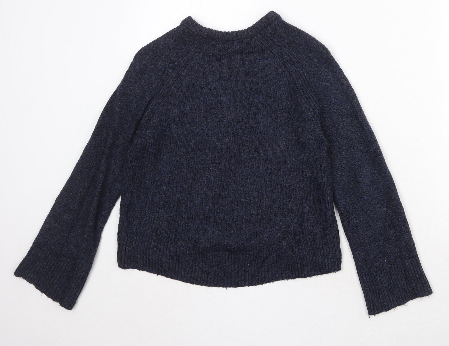 H&M Girls Blue Round Neck Acrylic Pullover Jumper Size 8-9 Years Pullover