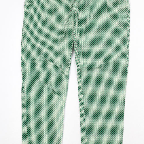 Banana Republic Womens Green Geometric Cotton Chino Trousers Size S Regular Zip
