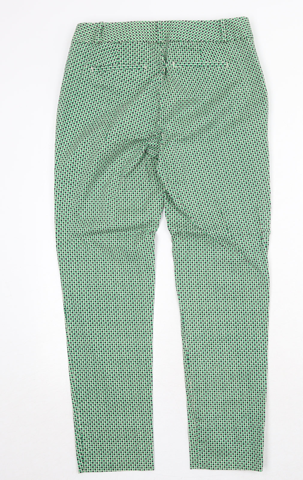 Banana Republic Womens Green Geometric Cotton Chino Trousers Size S Regular Zip
