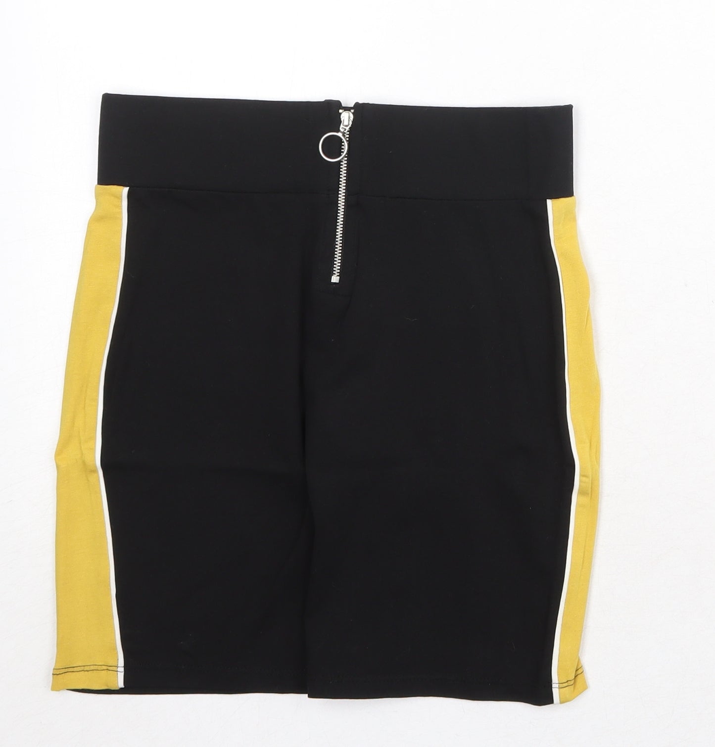 New Look Girls Black Cotton Mini Skirt Size 12-13 Years Regular Zip - Side Stripe Detail