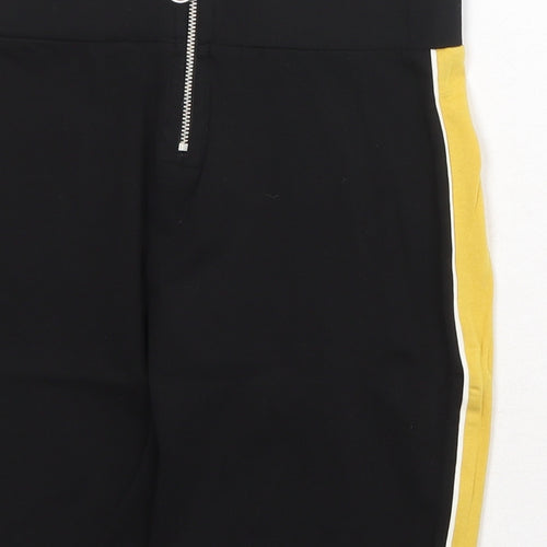 New Look Girls Black Cotton Mini Skirt Size 12-13 Years Regular Zip - Side Stripe Detail