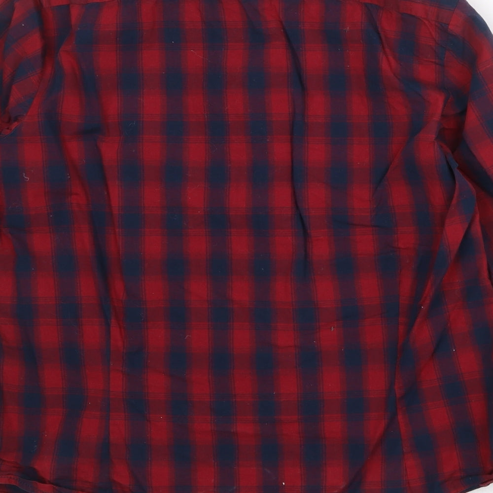 Premier Boys Red Plaid 100% Cotton Pullover Button-Up Size M Collared Button