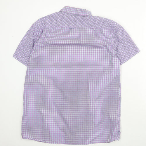 Criminal Mens Purple Plaid Cotton Button-Up Size L Collared Button